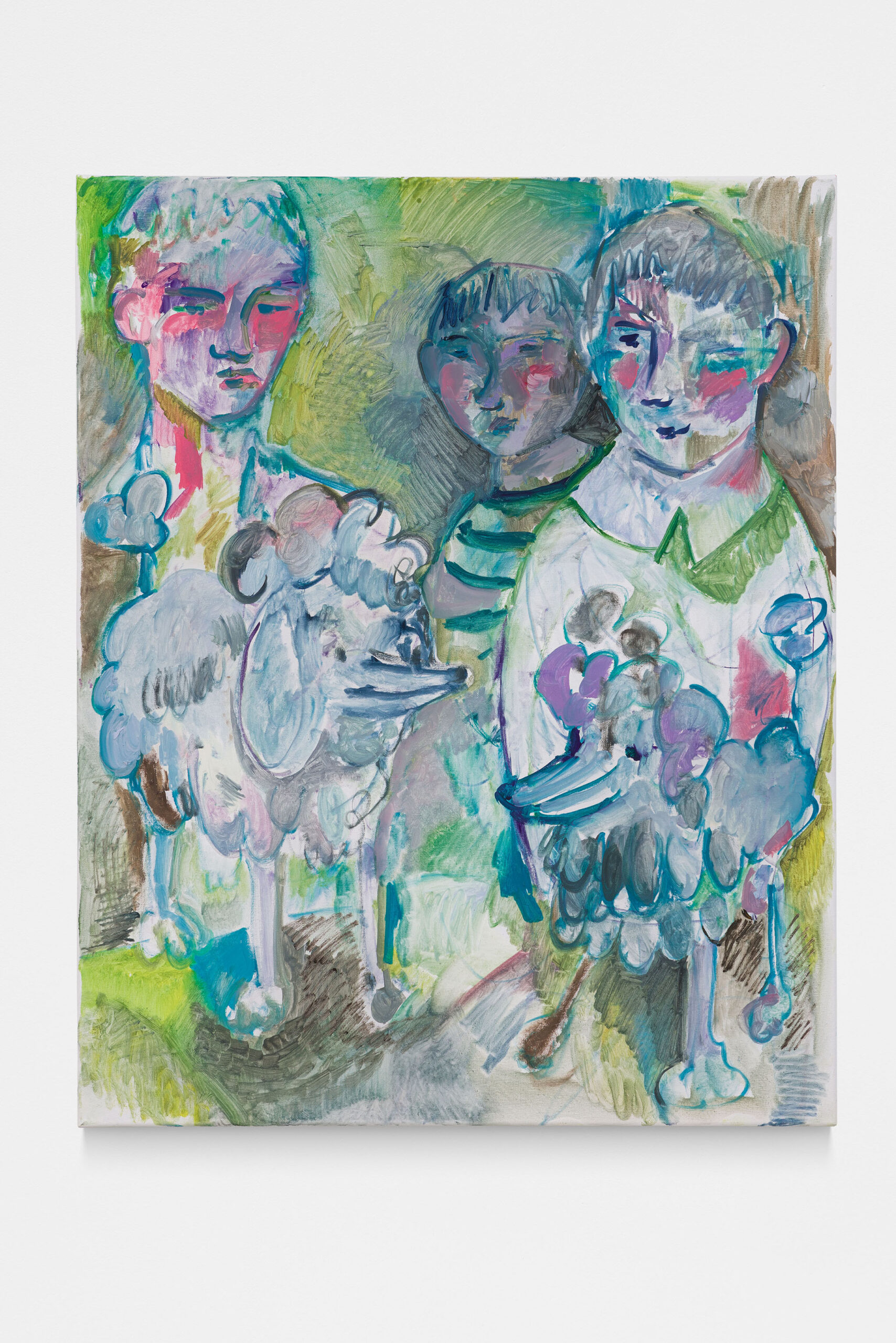 Lorenza Boisi, A Shady Dog Show – Leone and Banano, Olio su Tela, 100x80cm, 2024, Courtesy of Traffic Gallery